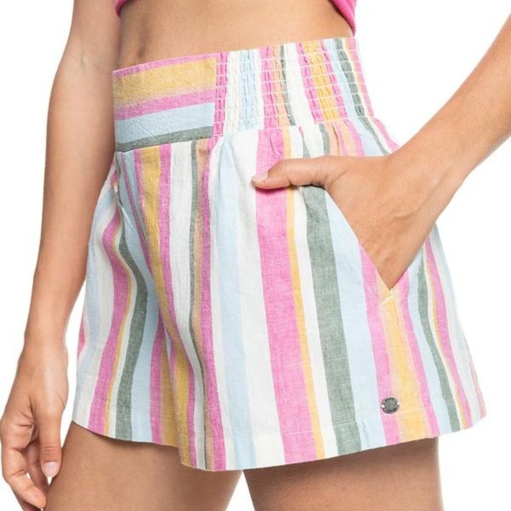 NWT Handmade Life Stripe Elastic Waist Shorts - Picture 2 of 3